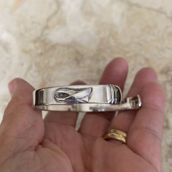 Breast Cancer “Until There Is A Cure” Silver Cuff Bracelet Unisex - Picture 6 of 9